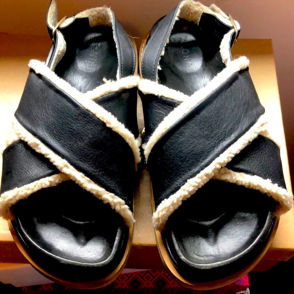 Alohas Shearling-trimmed sandals